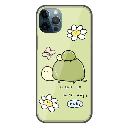Cute Turtle & Daisy “Have a Nice Day” - Printed Silicone Case For Apple iPhone 11 Pro Max
