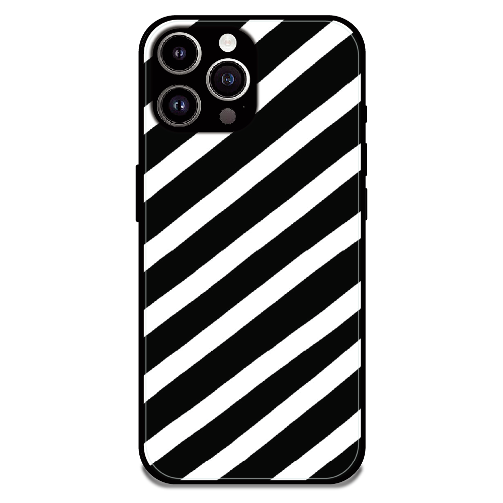 Monochrome Diagonal Stripe - Glossy Metal Silicone Case For Apple iPhone 11 Pro Max