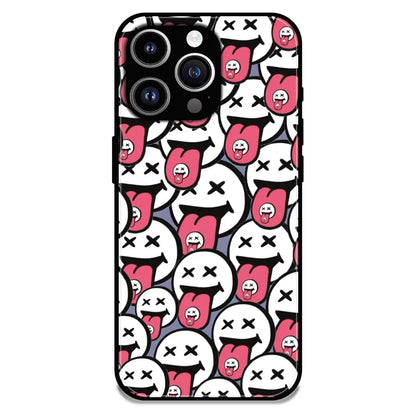 Funny Cartoon Faces - Glossy Metal Silicone Case For Apple iPhone 11 Pro Max
