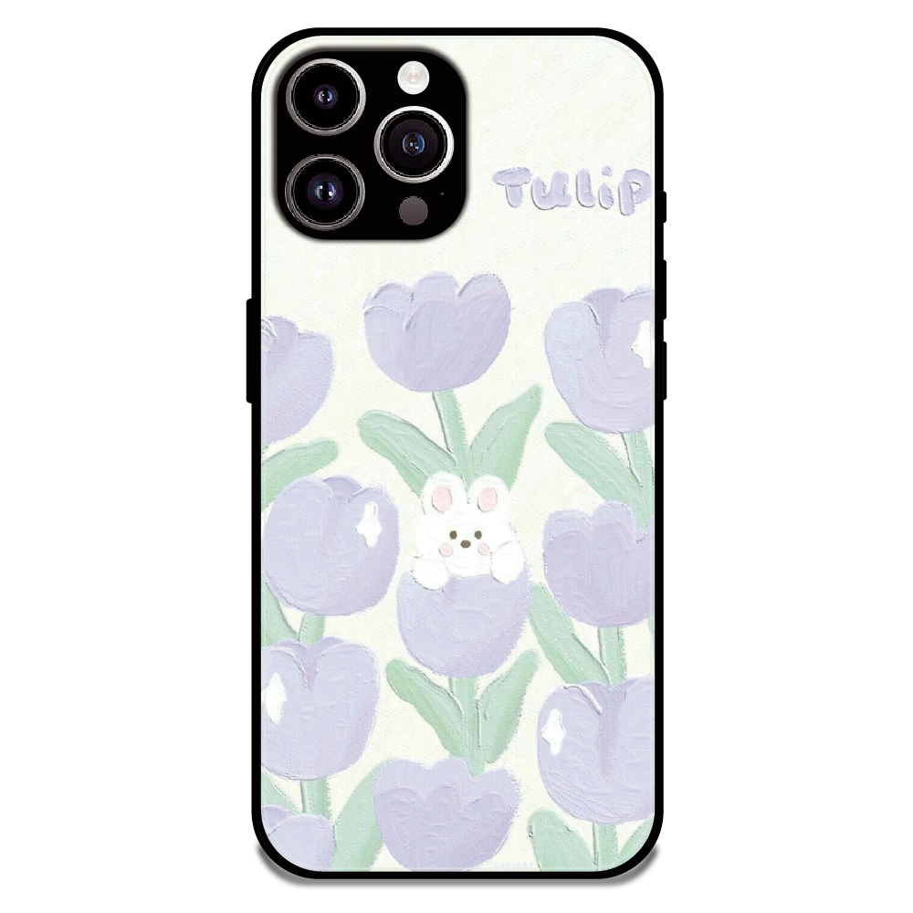 Cute Bunny Tulip - Glossy Metal Silicone Case For Apple iPhone 11 Pro Max