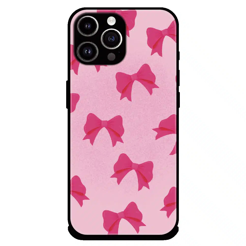 Pink Bow Aesthetic Pattern - Glossy Metal Silicone Case For Apple iPhone 11 Pro Max