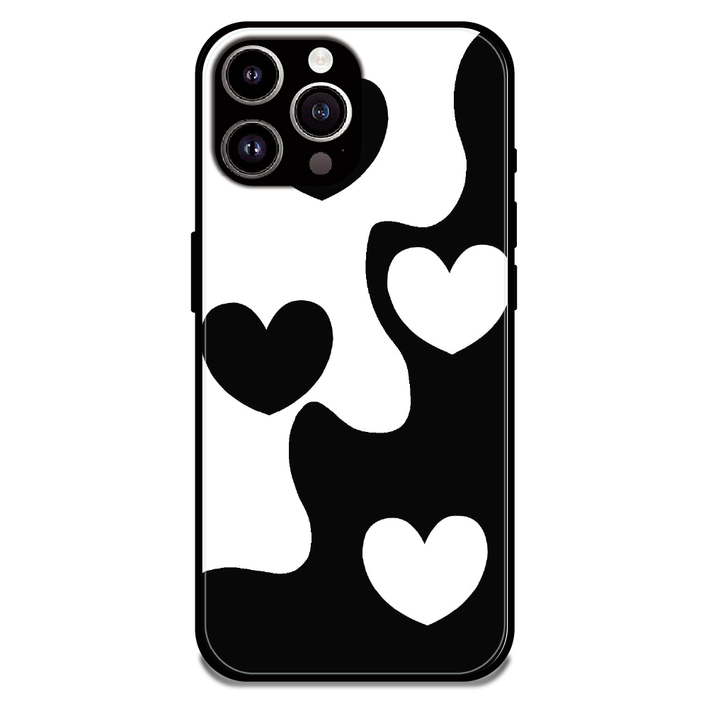 Monochrome Heart Flow - Glossy Metal Silicone Case For Apple iPhone 11 Pro Max