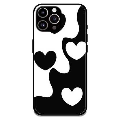 Monochrome Heart Flow - Glossy Metal Silicone Case For Apple iPhone 11 Pro Max