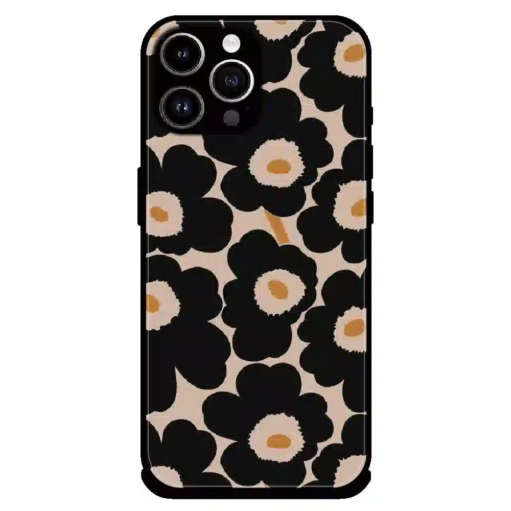 Bold Black Daisy Bloom - Glossy Metal Silicone Case For Apple iPhone 11 Pro Max
