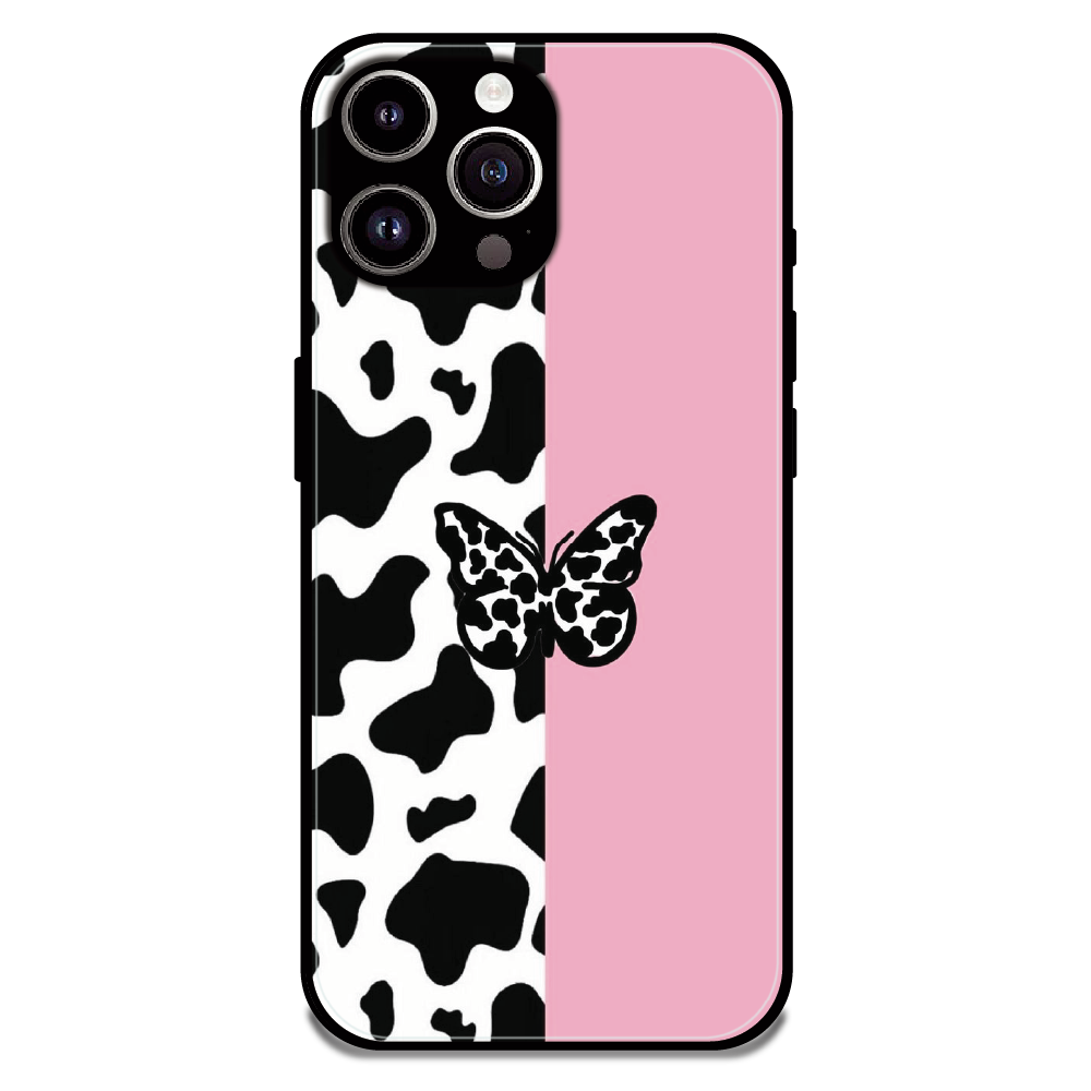 Cow Print Butterfly - Glossy Metal Silicone Case For Apple iPhone 11 Pro Max