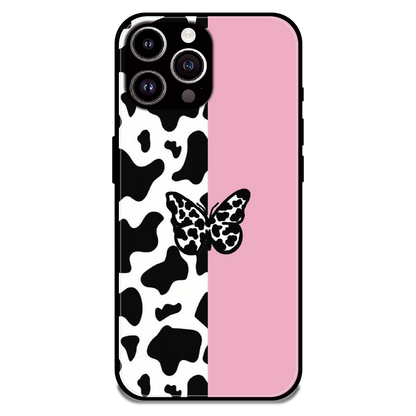 Cow Print Butterfly - Glossy Metal Silicone Case For Apple iPhone 11 Pro Max