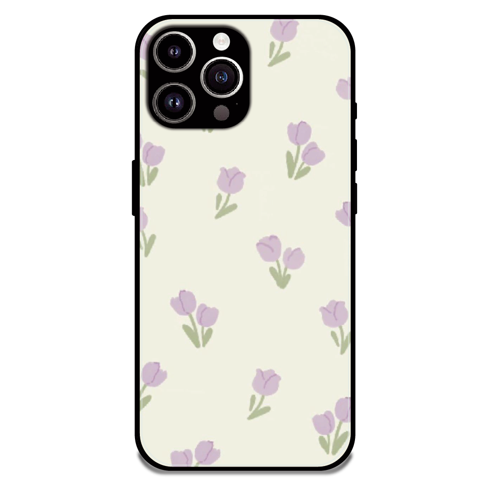 Minimal Tulip Pattern - Glossy Metal Silicone Case For Apple iPhone 11 Pro Max