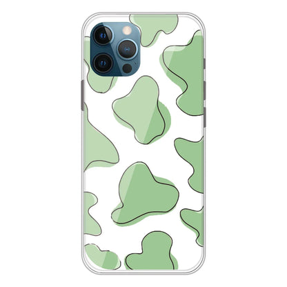 Green Cow Print - Clear Printed Silicone Case For Apple iPhone Models- Apple iPhone 11 pro