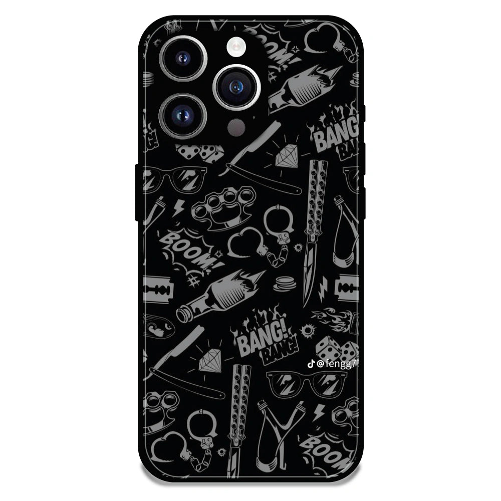 Black Graphic Street Art - Glossy Metal Silicone Case For Apple iPhone 11 Pro