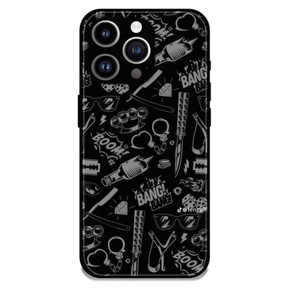 Black Graphic Street Art - Glossy Metal Silicone Case For Apple iPhone 11 Pro