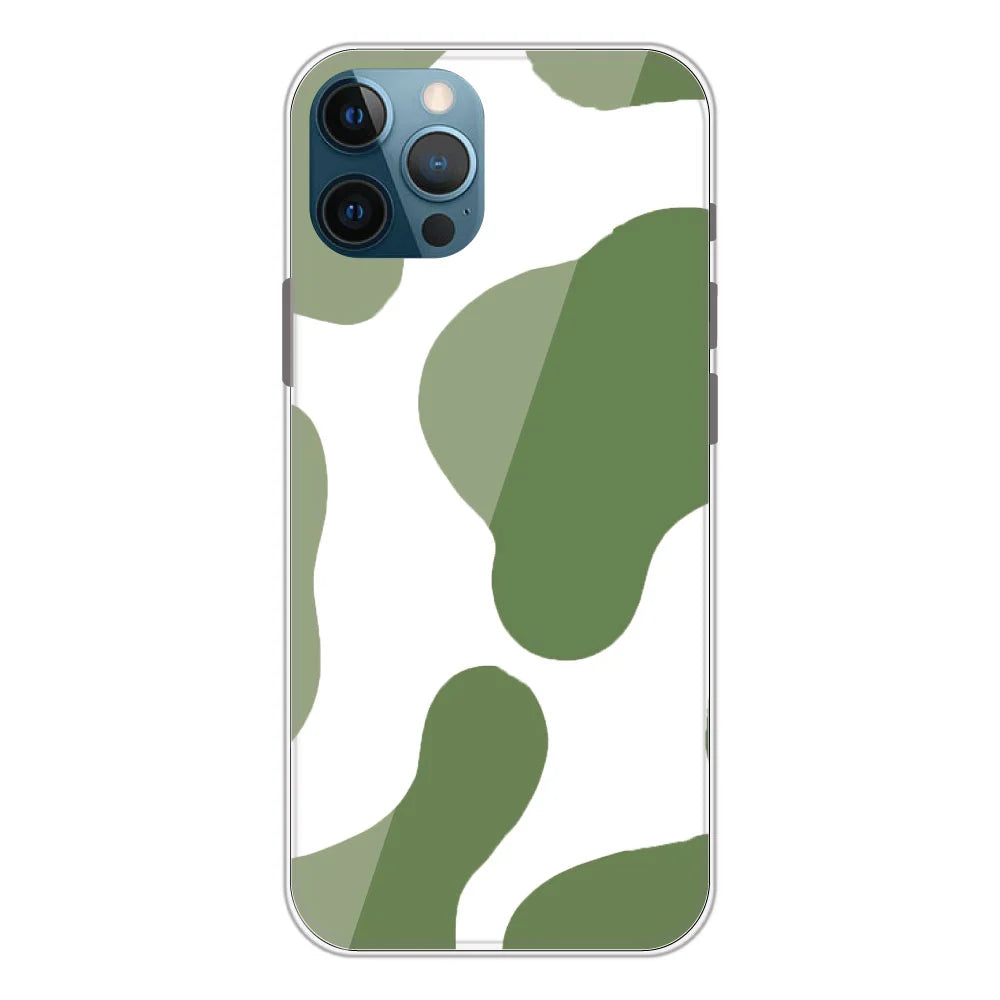 Olive Green Cow Print - Clear Printed Silicone Case For Apple iPhone Models- Apple iPhone 11 pro