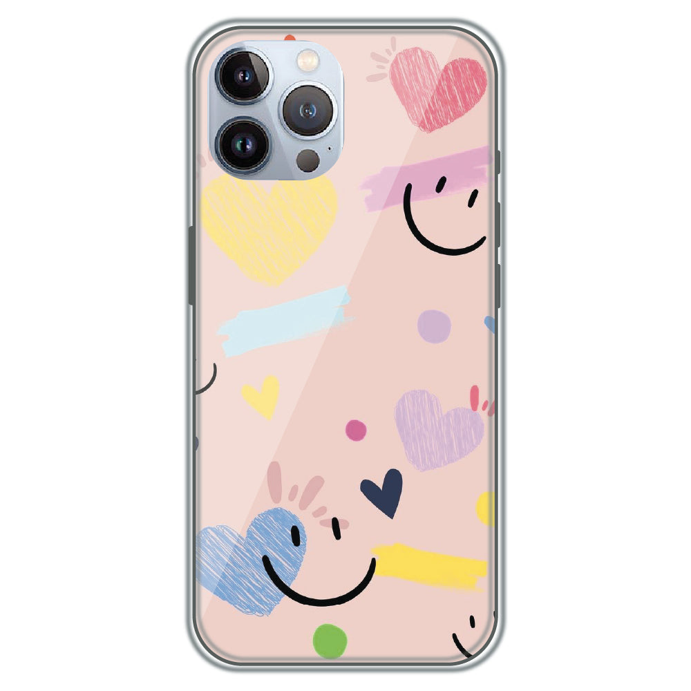 Happy Hearts Doodle - Printed Silicone Case for Apple iPhone 11 Pro