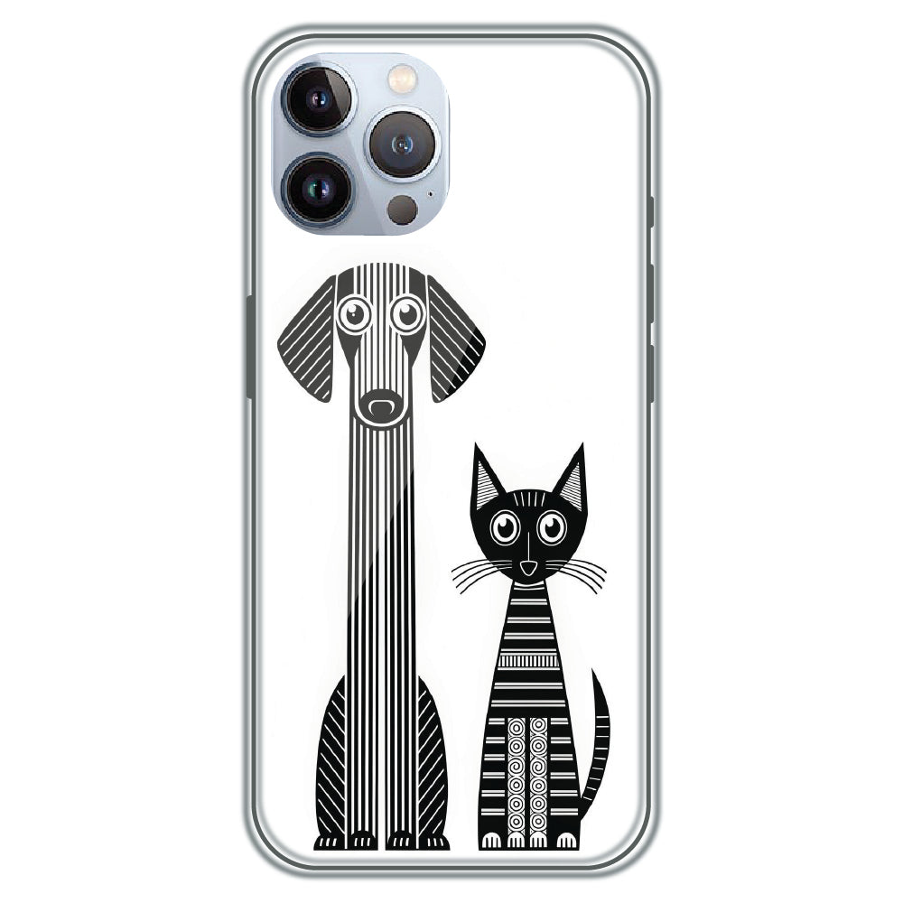 Line Art Dog & Cat - Printed Silicone Case for Apple iPhone 11 Pro