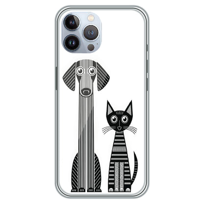 Line Art Dog & Cat - Printed Silicone Case for Apple iPhone 11 Pro