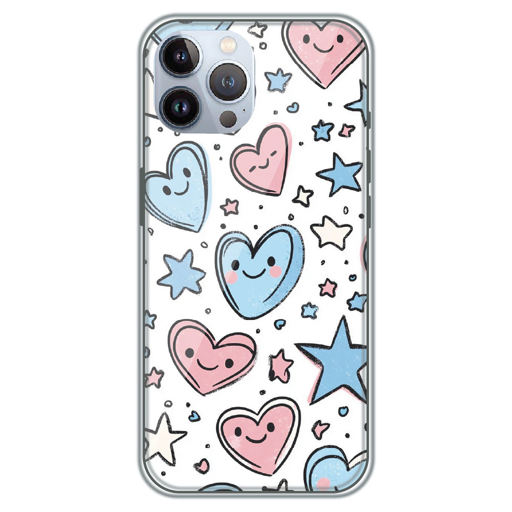 Smiling Hearts & Stars - Printed Silicone Case for Apple iPhone 11 Pro