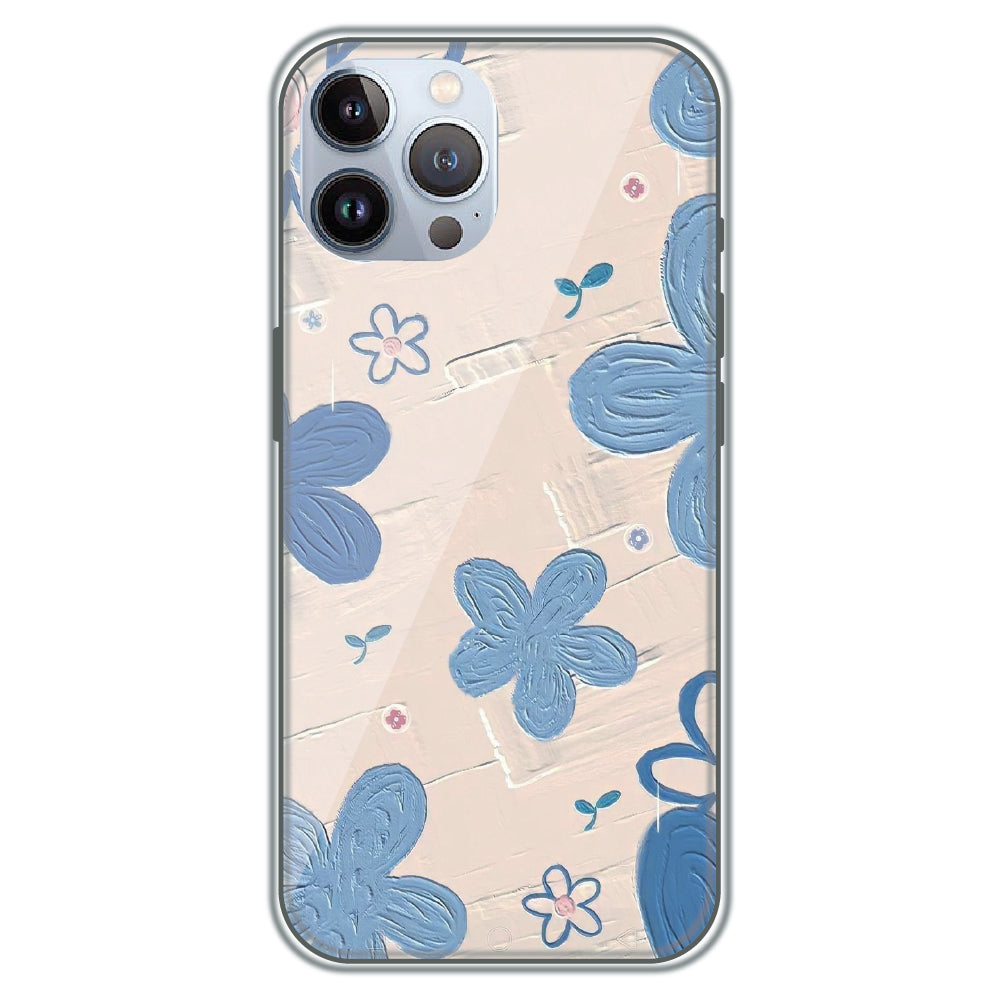 Textured Blue Blossoms - Printed Silicone Case for Apple iPhone 11 Pro
