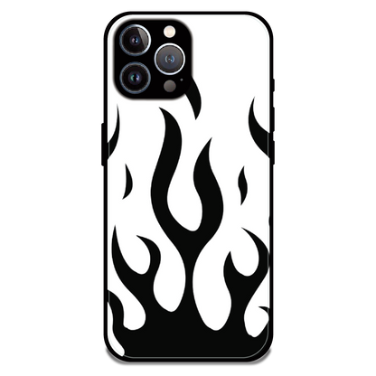 Monochrome Flame Art - Glossy Metal Silicone Case For Apple iPhone 11 Pro