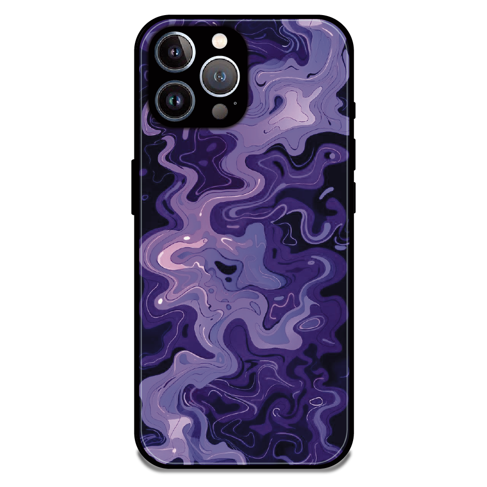 Purple Wave Abstract - Glossy Metal Silicone Case For Apple iPhone 11 Pro