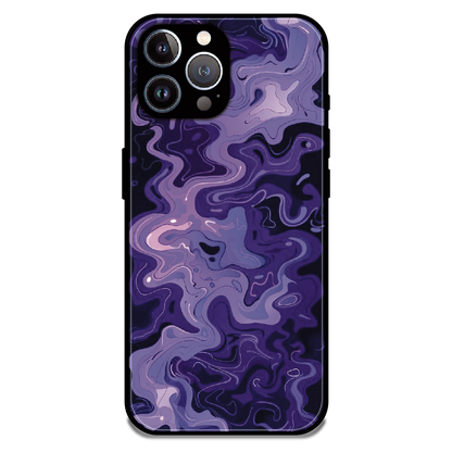 Purple Wave Abstract - Glossy Metal Silicone Case For Apple iPhone 11 Pro