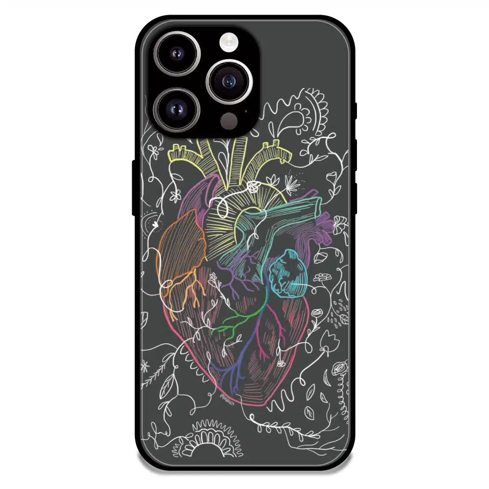 Anatomical Heart Line Art - Glossy Metal Silicone Case For Apple iPhone 11 Pro