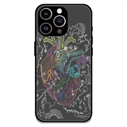 Anatomical Heart Line Art - Glossy Metal Silicone Case For Apple iPhone 11 Pro