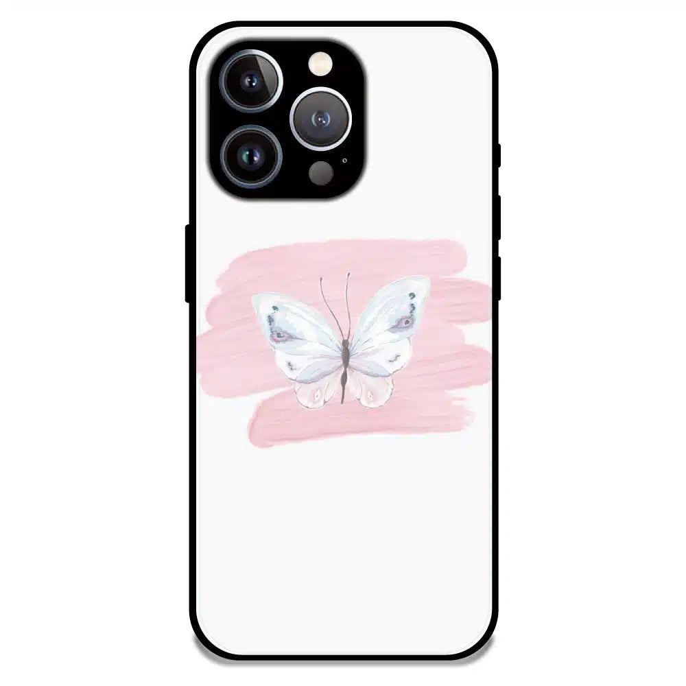 Minimal Butterfly Blush Art - Glossy Metal Silicone Case For Apple iPhone 11 Pro