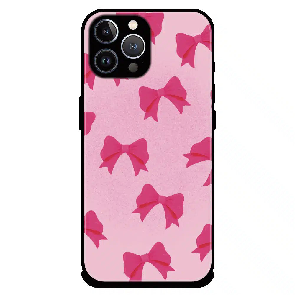 Pink Bow Aesthetic Pattern - Glossy Metal Silicone Case For Apple iPhone 11 Pro