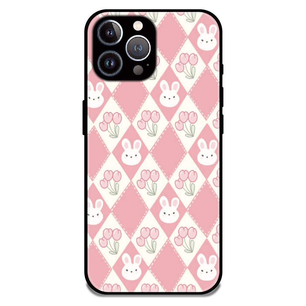 Pink Bunny Argyle - Glossy Metal Silicone Case For Apple iPhone 11 Pro
