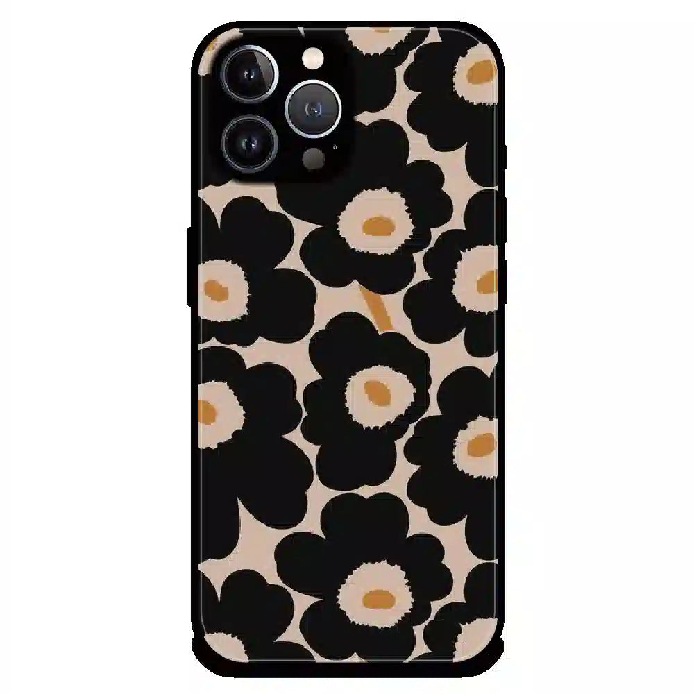 Bold Black Daisy Bloom - Glossy Metal Silicone Case For Apple iPhone 11 Pro