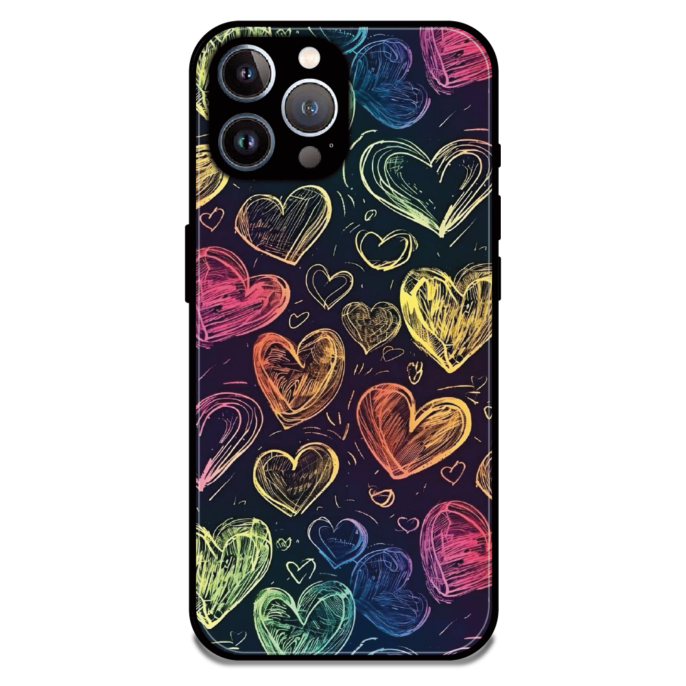 Neon Love Scribble - Glossy Metal Silicone Case For Apple iPhone 11 Pro