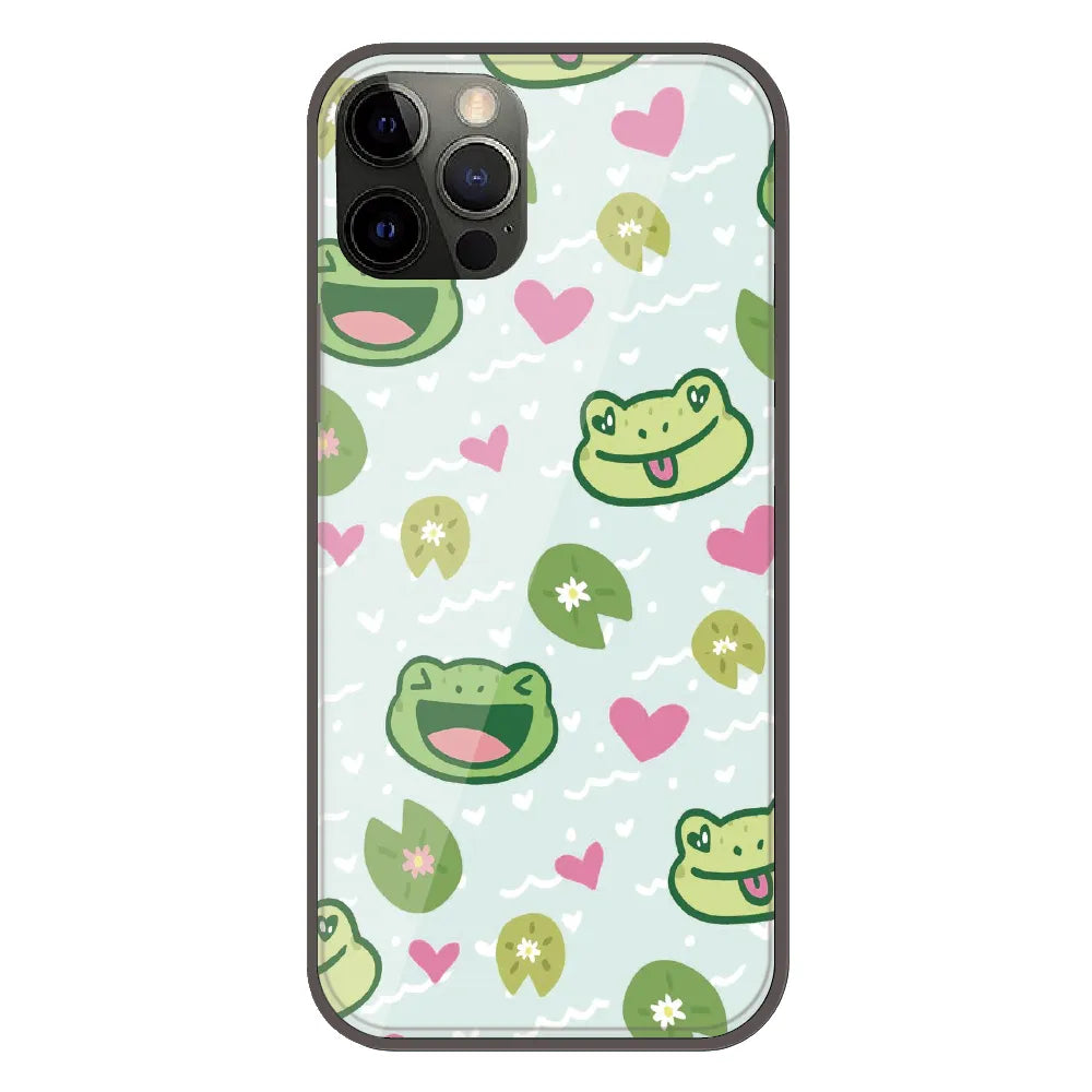Cute Frog & Heart Pattern - Printed Silicone Case For Apple iPhone 11 Pro