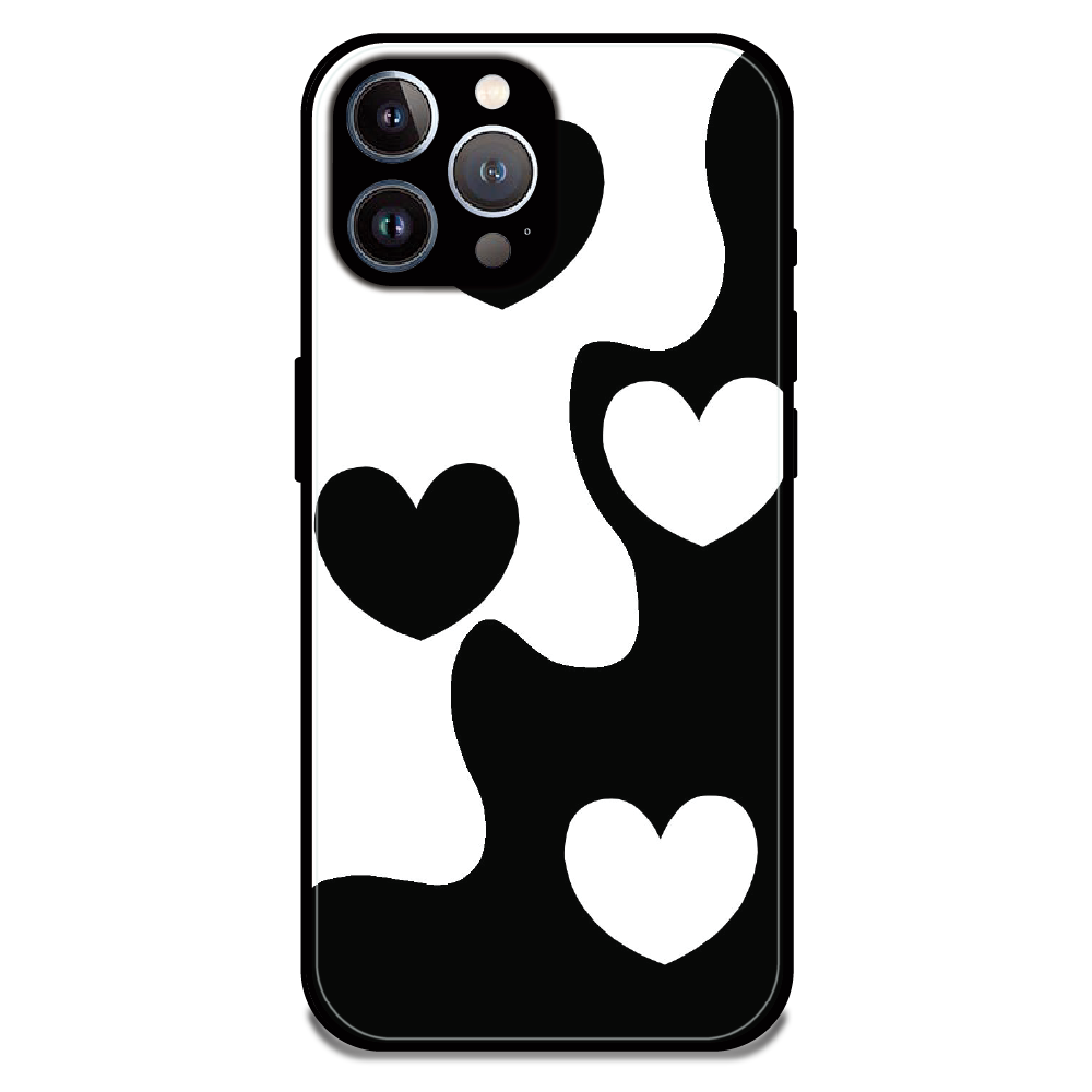 Monochrome Heart Flow - Glossy Metal Silicone Case For Apple iPhone 11 Pro