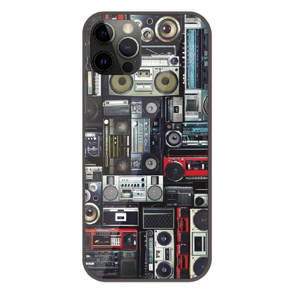 Retro Boombox Music Pattern - Printed Silicone Case For Apple iPhone 11 Pro