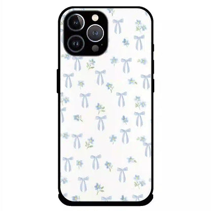 Soft Blue Bow Floral - Glossy Metal Silicone Case For Apple iPhone 11 Pro