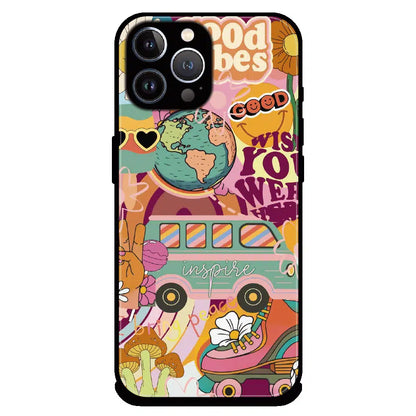 Good Vibes Retro Travel Art - Glossy Metal Silicone Case For Apple iPhone 11 Pro
