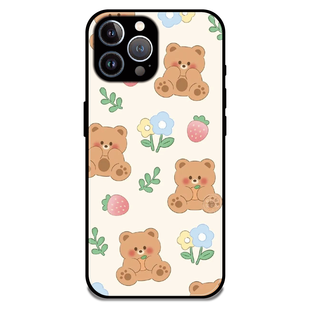 Cute Teddy Garden - Glossy Metal Silicone Case For Apple iPhone 11 Pro