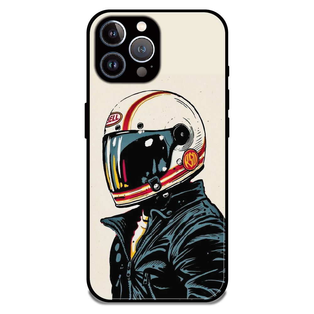 Retro Racer Helmet - Glossy Metal Silicone Case For Apple iPhone 11 Pro