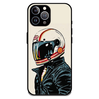 Retro Racer Helmet - Glossy Metal Silicone Case For Apple iPhone 11 Pro