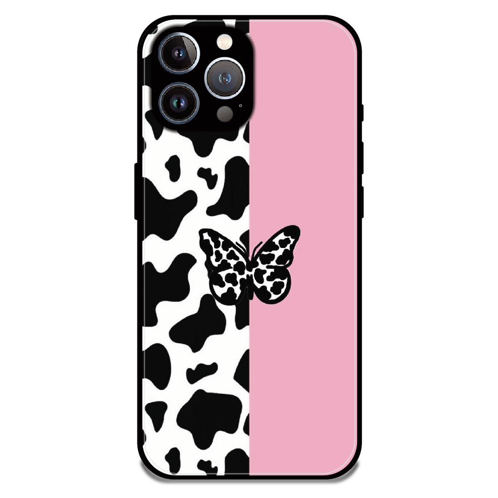 Cow Print Butterfly - Glossy Metal Silicone Case For Apple iPhone 11 Pro