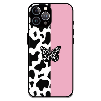 Cow Print Butterfly - Glossy Metal Silicone Case For Apple iPhone 11 Pro
