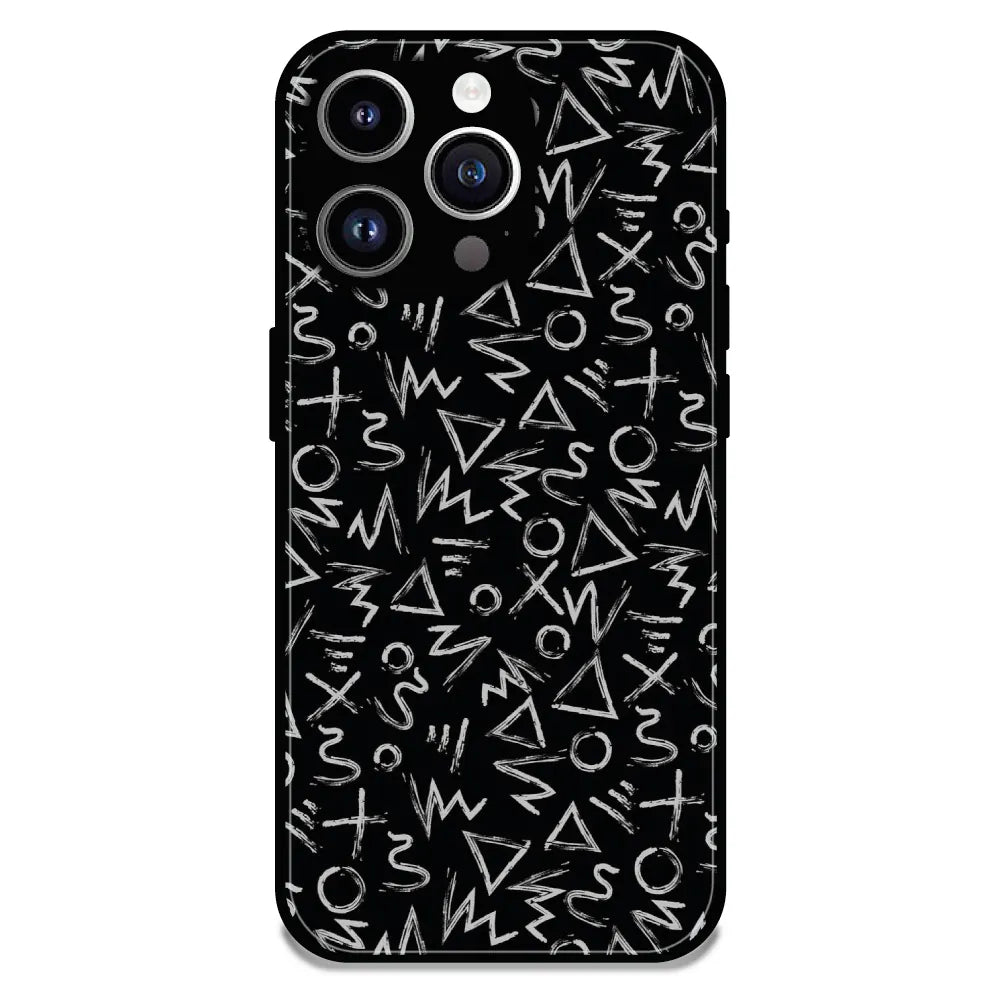 Geometric Black & White Pattern - Glossy Metal Silicone Case For Apple iPhone 11 Pro