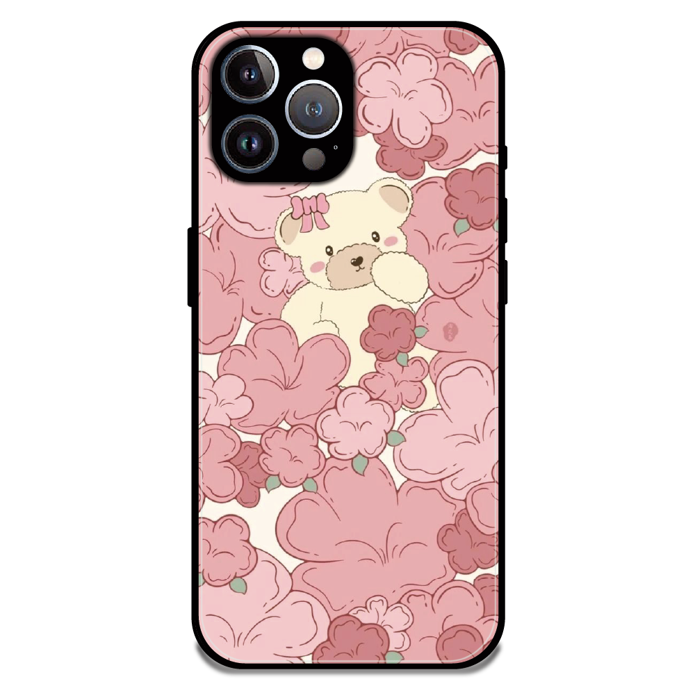 Blush Teddy Floral - Glossy Metal Silicone Case For Apple iPhone 11 Pro