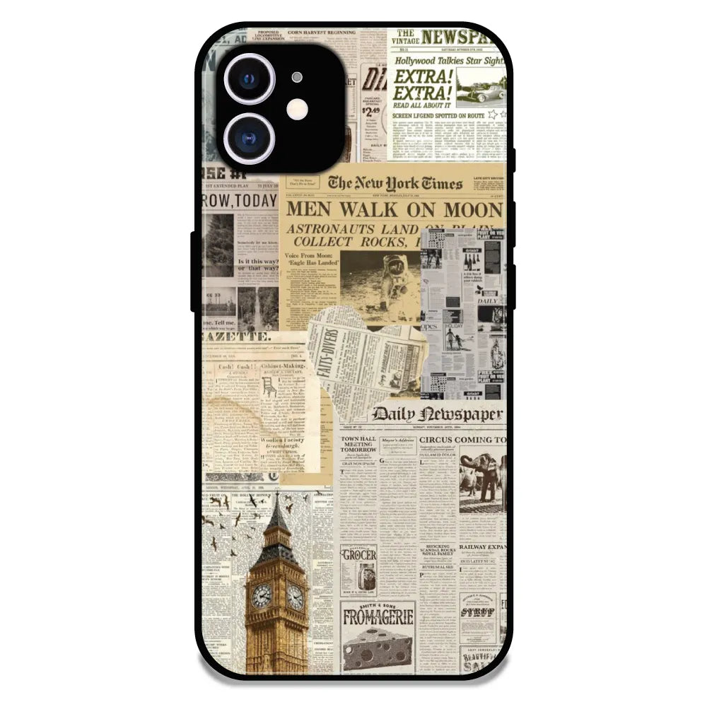 Vintage Newspaper Collage - Glossy Metal Silicone Case For Apple iPhone 11