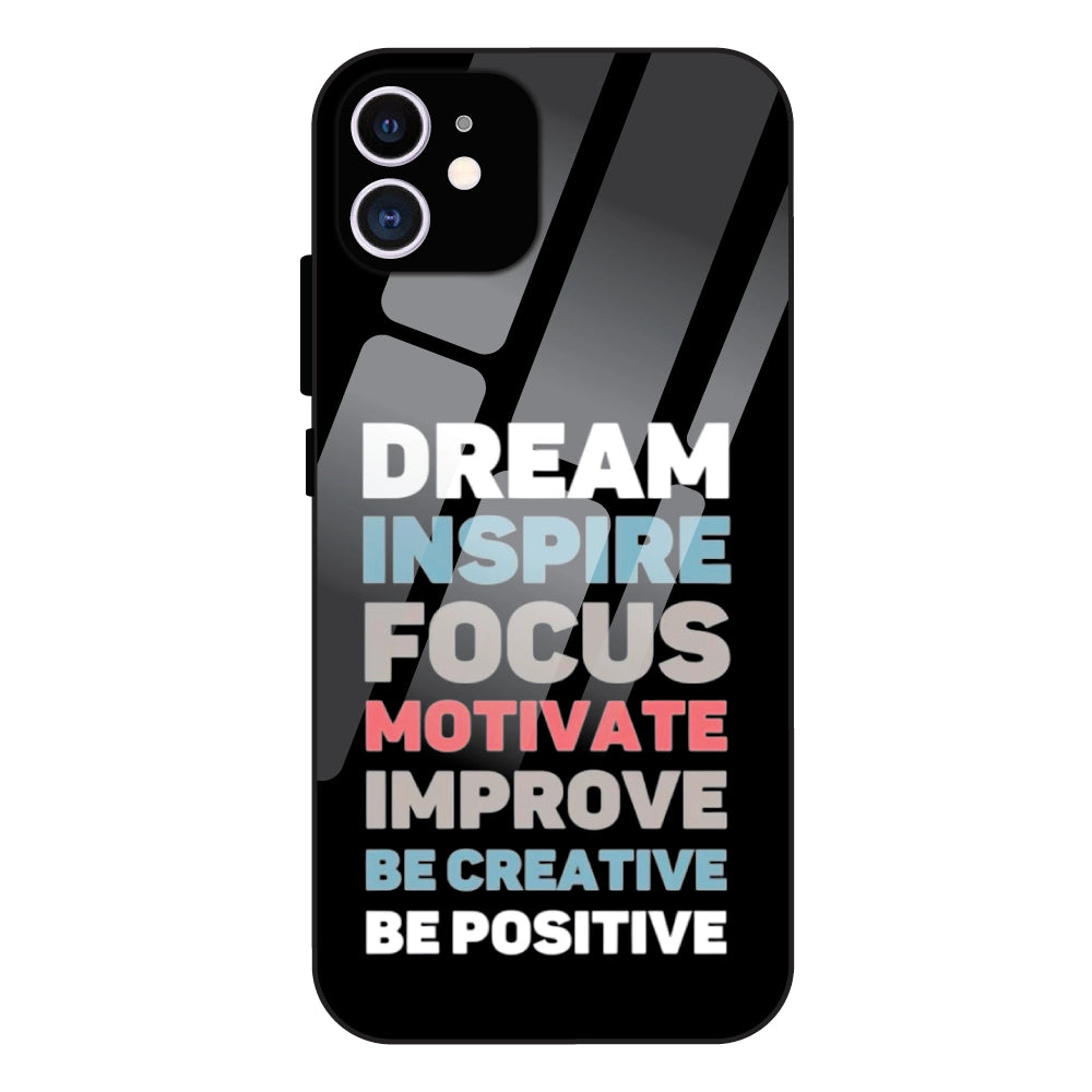Dream Inspire Focus Typography - Glass Case For Apple iPhone 11