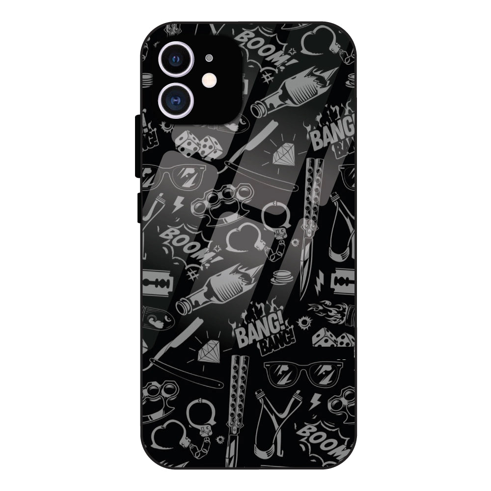 Black Graphic Street Art - Glass Case For Apple iPhone 11