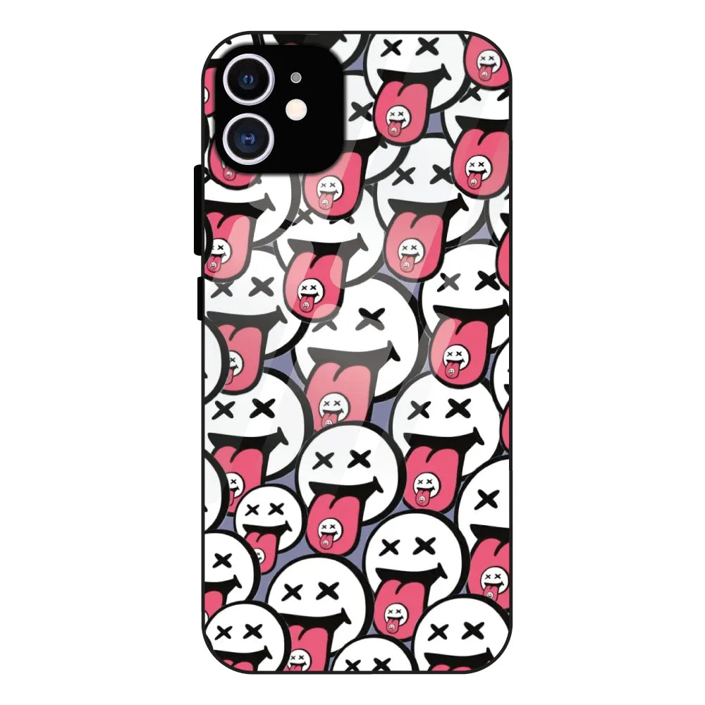 Funny Cartoon Faces - Glass Case For Apple iPhone 11