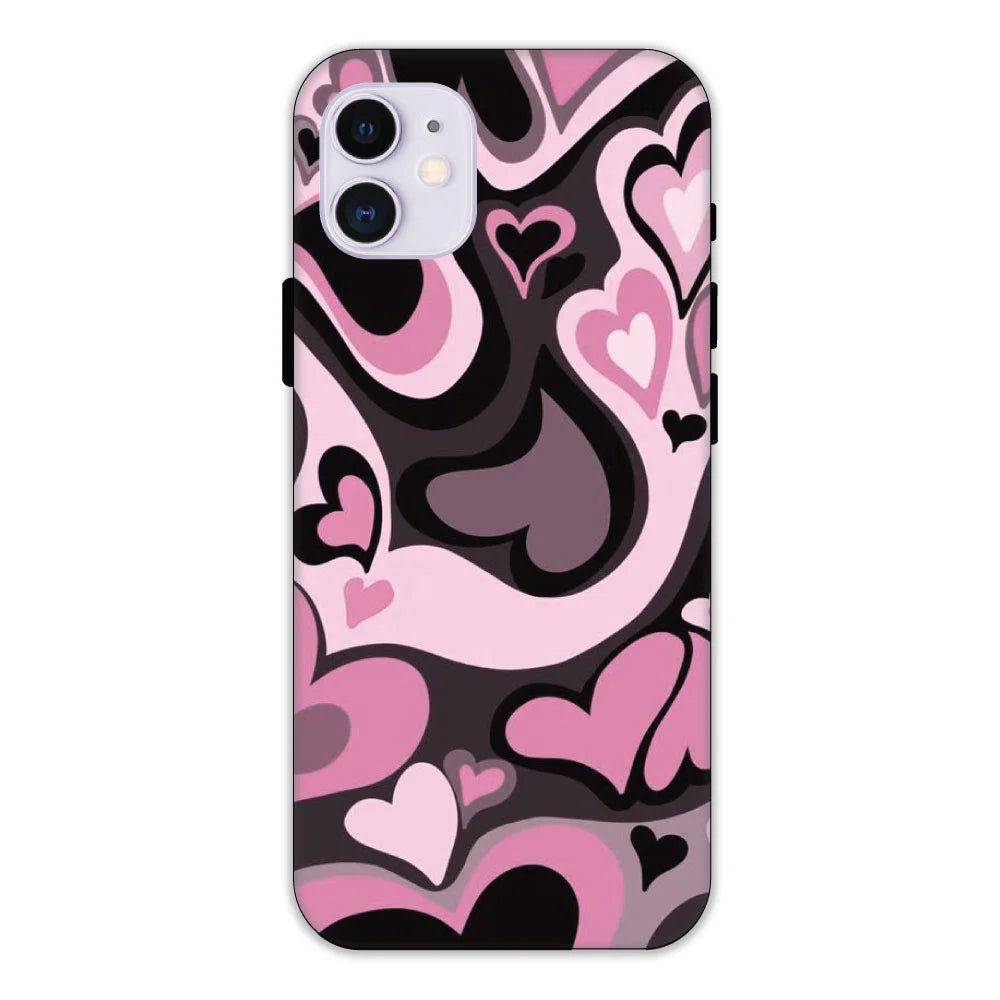 Pink & Black Mini Hearts Hard Case Apple iPhone 11 Models