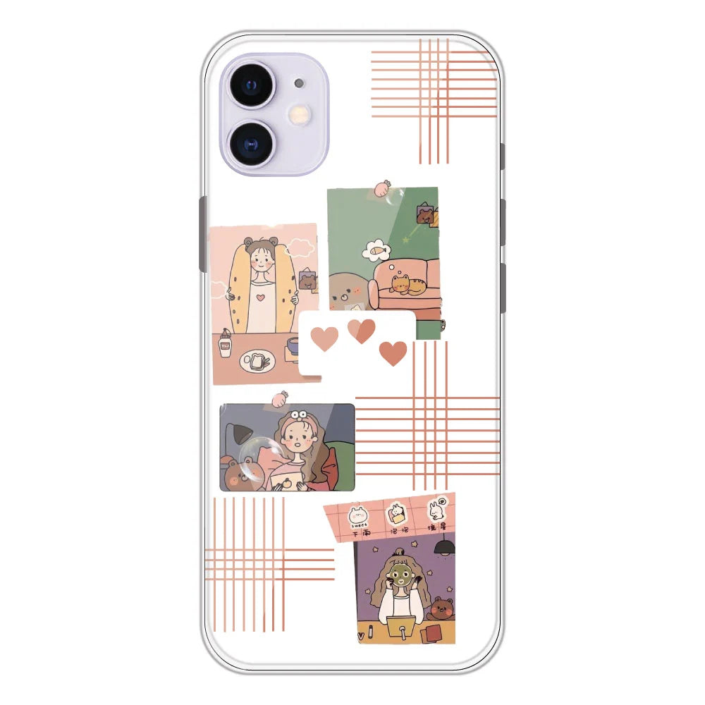 Cute Girl Collage - Clear Printed Silicone Case For Apple iPhone Models -Apple iPhone 11