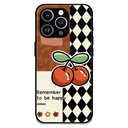 'Cherry “Remember to Be Happy” - Glossy Metal Silicone Case For Apple iPhone 11 Pro
