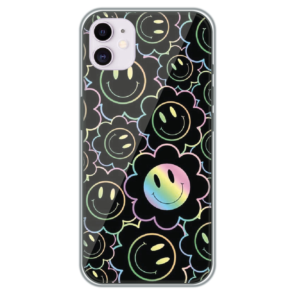 Holographic Smiley Bloom - Printed Silicone Case for Apple iPhone 11